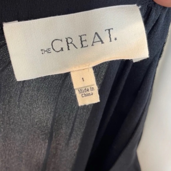 THE GREAT Silk Embroidered Black Floral Boho Peasant Top Size 1 Sm Cottagecore - Picture 6 of 16